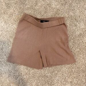 High Waist Tan Ribbed Women's Shorts Style Addict